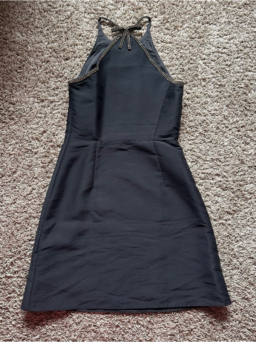 kate spade Black Beaded Halter Mini Dress